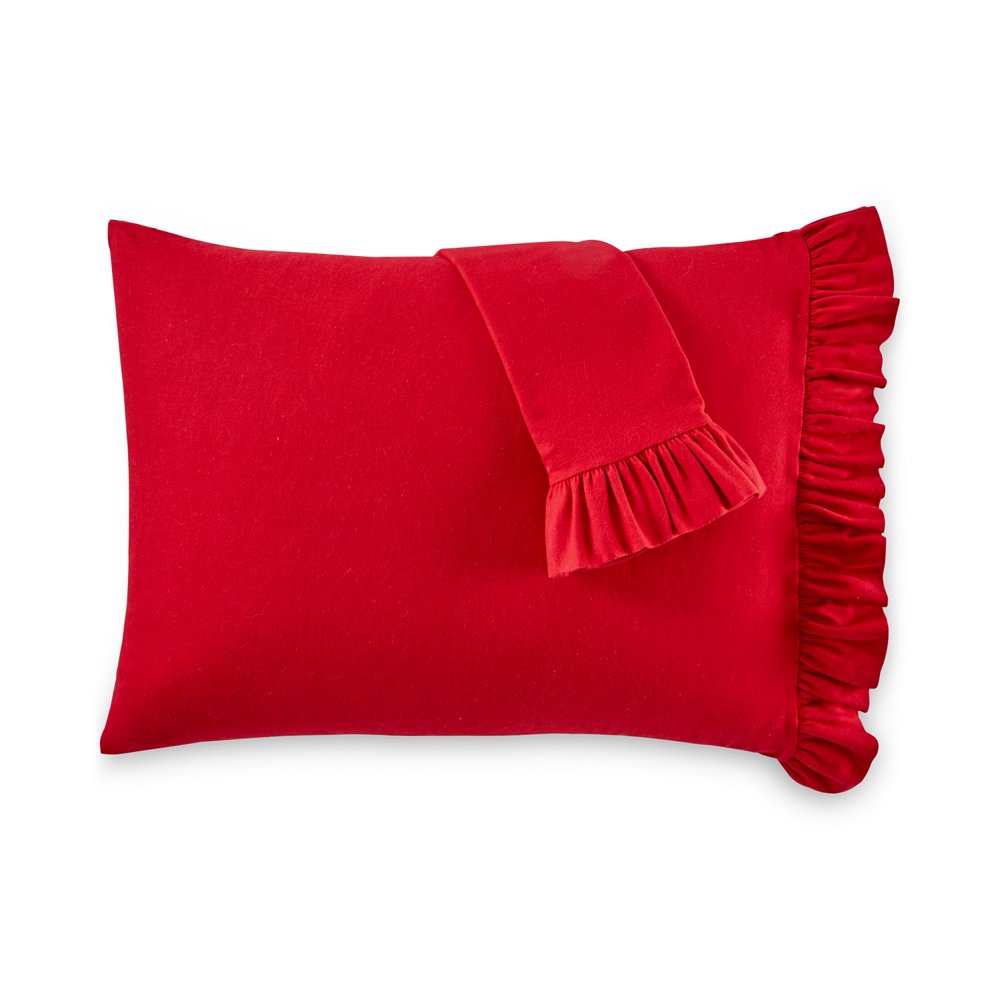 Martha Stewart Collection Charming Ruffle Trim, Fabric Cotton Flannel Pair of Pillowcases