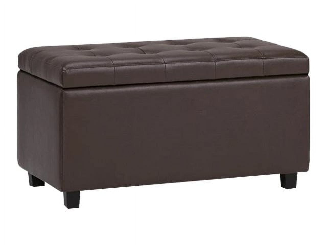 Cosmopolitan 34 inch Wide Storage Ottoman in Chocolate Brown Vegan Leather