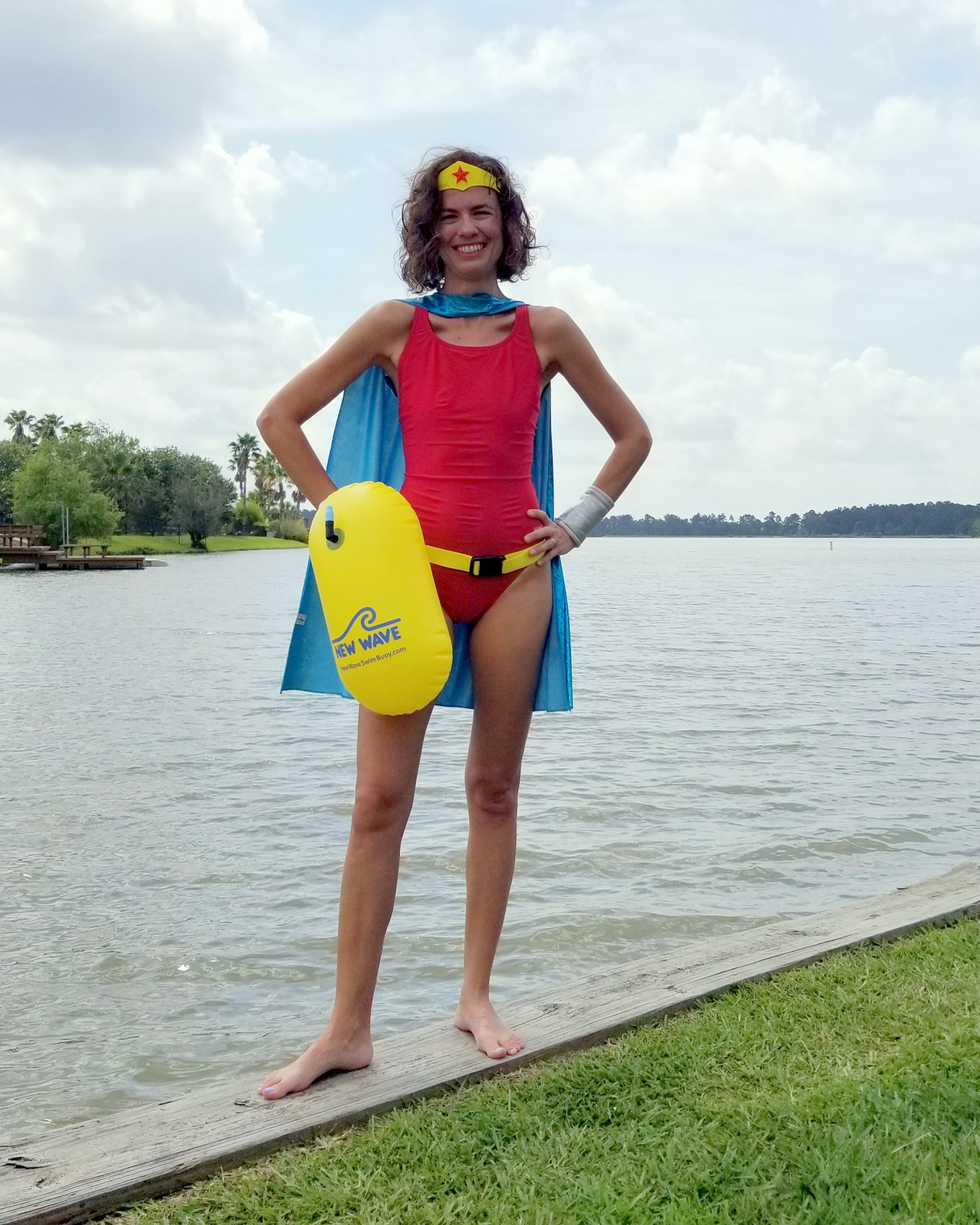 New Wave Swim Buoy Bubble for Open Water Swimmers and Triathletes, Yellow