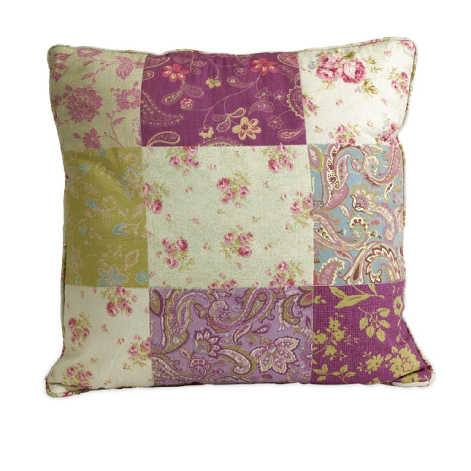18" Floral and Paisley Hippie Patchwork Decorative Throw Pillow