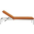 thumbnail image 3 of Modway Shore Outdoor Patio Aluminum Chaise with Cushions in Silver Orange, 3 of 4
