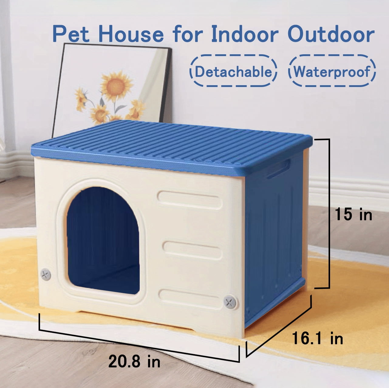 Pempet Plastic Cat House Waterproof Cat Shelter for Outdoor Indoor