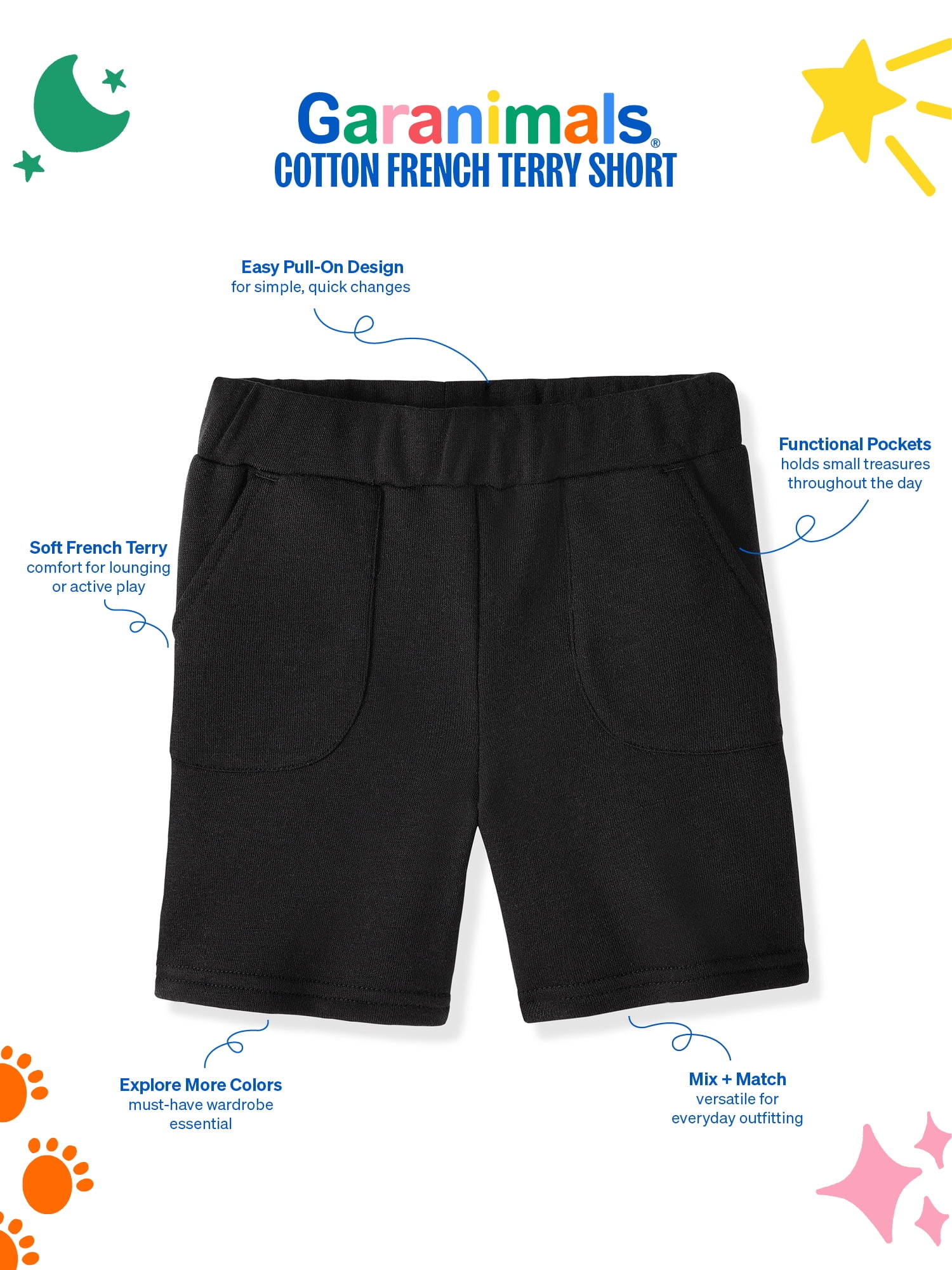 Garanimals Newborn, Baby & Toddler Boy Cotton French Terry Pull-On Shorts, Sizes 0-6T