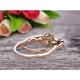 thumbnail image 5 of 2 Carat 6mm Round Cut Champagne Diamond Moissanite Bridal Set Engagement Ring With Matching Band 10k Rose Gold Art Deco Vintage Look, 5 of 5