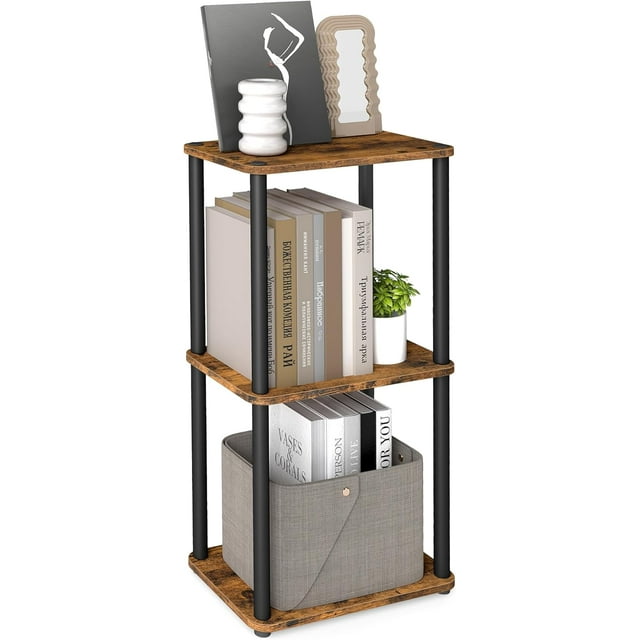 Support d'Étagère d'Angle Assemblage Ultrarapide Sans Outils Grande et Étroite Étagère à Livres Rack de Rangement x x cm Étagère d'Exposition pour Salon Rustique et Encre ULLSK