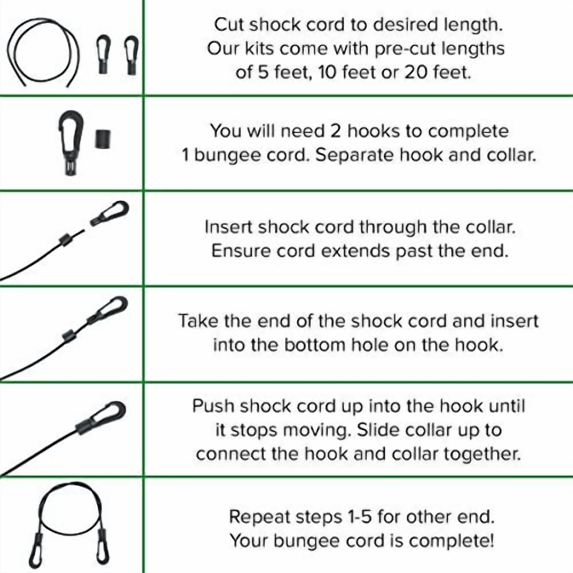 Paracord Planet Shock Cord Kits – DIY Bungee Cords & Tie-Downs – Choose from 5, 10, and 20 Feet Lengths – Rainbow of Colors Available