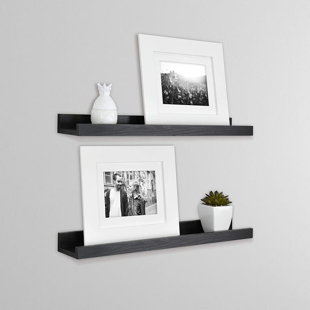 MCS Black Woodgrain 23.75 Inch Picture Ledge Set, Set of 2
