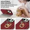thumbnail image 3 of Nalacover for iPhone 14 Wallet with Card Holder Slot, 360°Rotation Ring Holder Kickstand Cover for Men Women Protective Premium PU Leather Shockproof Cover For iPhone 14, Red, 3 of 10