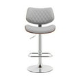 thumbnail image 5 of Leland Adjustable Gray Faux Leather and Chrome Finish Bar Stool, 5 of 11