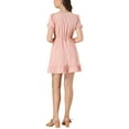 thumbnail image 3 of Allegra K Women's V Neck Puff Short Sleeve Elastic Waist Ruffle Mini Dress, 3 of 6