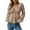Khaki, variant on Casual Pullover Sweater Deep V Neck Tie Drawstring Long Sleeve Ruffle Hem Blouse Soft Comfortable Knit Wear