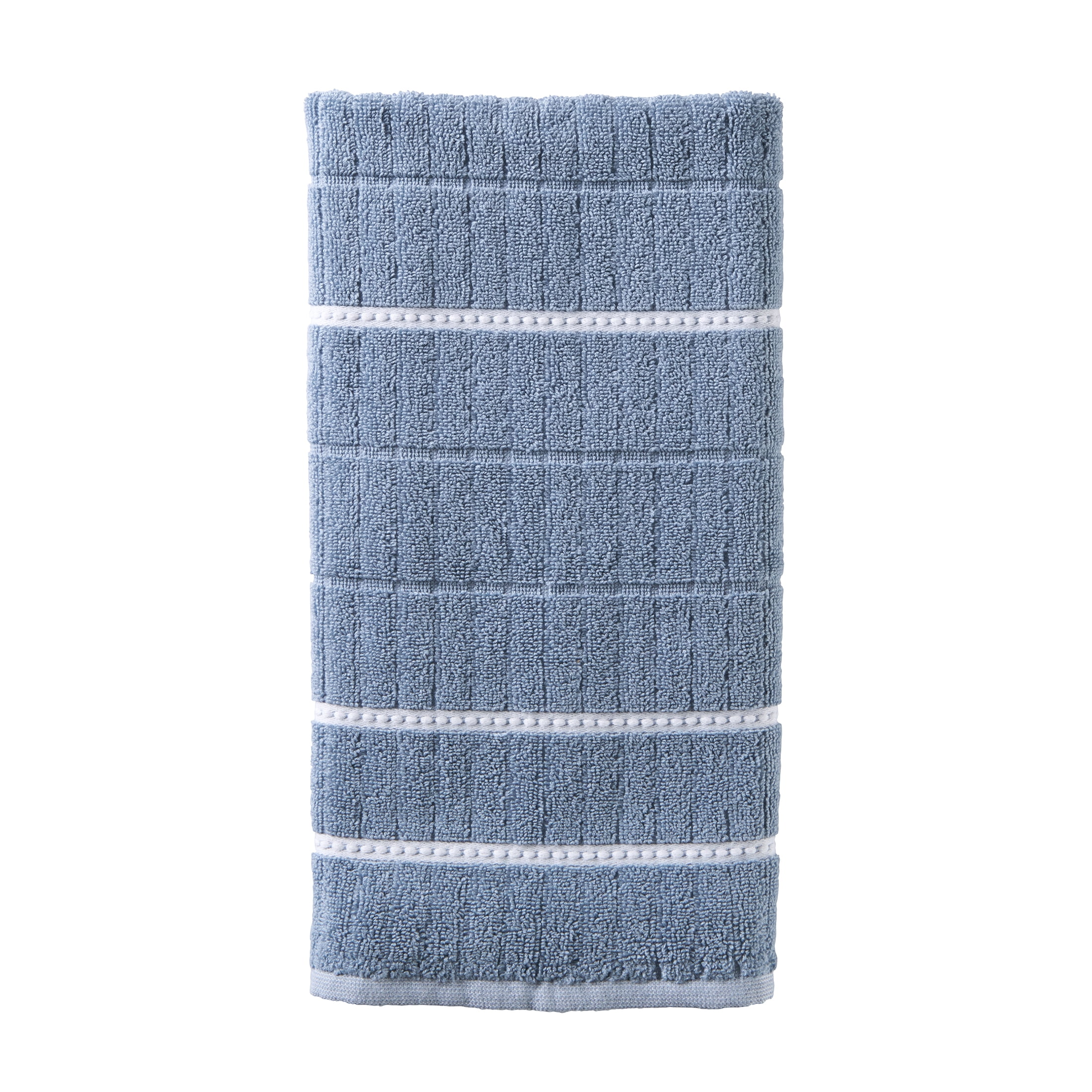 Better Homes & Gardens Soft Cotton Textured 4 Piece Bath Towel Set,Blue Silver