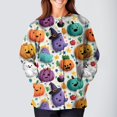 thumbnail image 4 of WTOBBY Women's Fashion Casual Long Sleeve Standing Collar Single Breasted Halloween Printed Workwear Jacket - Comfortable and Durable for Medical Apparel and Costume Use,White 3XL, 4 of 5
