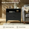 thumbnail image 2 of 2-Drawer Modern End Tables with Rear Charging Station V-shaped Design Matal Legs 2 Pieces for Living Room Black, 2 of 5