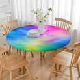 thumbnail image 3 of Rainbow Tie Dye Cloud Round Fitted Tablecloth with Elastic Edge,Dining Table Cover Waterproof,Outdoor Round Tablecloth for Camping,Dining,Indoor and Outdoor, 3 of 7