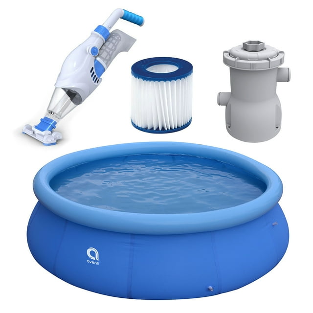 JLeisure 12 Ft x 30" Inflatable Pool w/ Filter Cartridge, Pump, & Vacuum