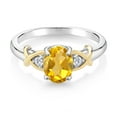 thumbnail image 4 of Gem Stone King 2 Tone 10K Yellow Gold and 925 Sterling Silver Yellow Citrine and Lab Grown Diamond Engagement Ring for Women (1.38 Cttw, Gemstone Birthstone, Available in Size 5, 6, 7, 8, 9), 4 of 6