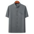 thumbnail image 1 of pstuiky Camisas casuales de manga corta para hombre, Camisa informal de manga corta, cuello alto, lisa y cómoda para hombre camisas casuales para hombre m, 1 of 3