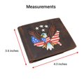 thumbnail image 5 of Mens RFID Blocking Leather Bifold Wallet  Patriotic American Eagle with USA Flag Design  Vintage Genuine Leather Brown with White Stars, 5 of 9