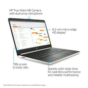 HP 14 Laptop, Intel Core i3-1005G1, 4 GB SDRAM, 128 GB M.2 Solid State Drive, Natural Silver, 14-DQ1037wm