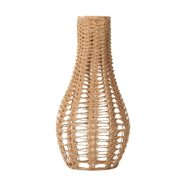 Pantalla de lámpara colgante tejida, cubierta de luz de araña Retro, decoración, pantalla de lámpara de repuesto, cubierta de farol de techo para mesa amarillo