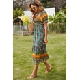 thumbnail image 4 of Kishawna Womens Boho Floral Puff Sleeve Tiered Maxi Dress Long Dresses, 4 of 5