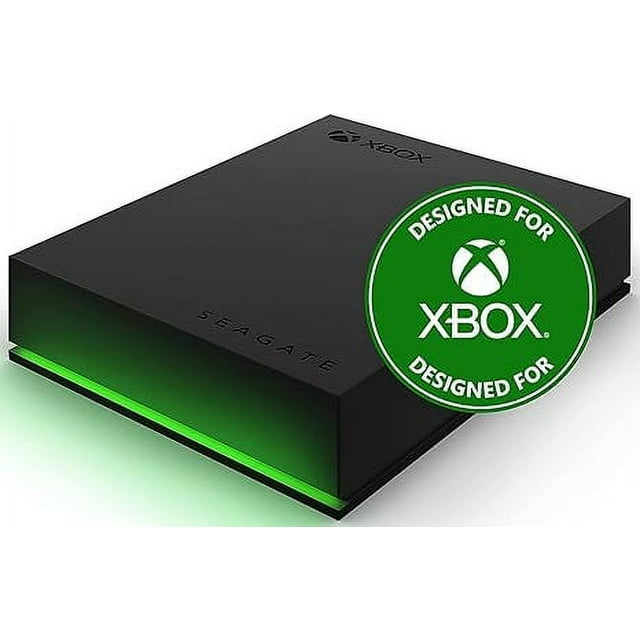 Seagate Disque de Jeu pour Xbox Disque Dur Externe 4 To Portable HDD Noir avec Barre DEL Verte Intégrée. Ce Disque Xbox-Certifié Présente une Connectivité USB 3.2 Gen 1 et une Conception Mince compatible avec Xbox Series X, Xbox Series S, et Toutes les Générations de Xbox One. le Disque Offre une Capacité de Stockage de 4 To pour Construire un Coffre-Fort de Jeu et Comprend des Services de Récupération de Données Rescue de 3 Ans