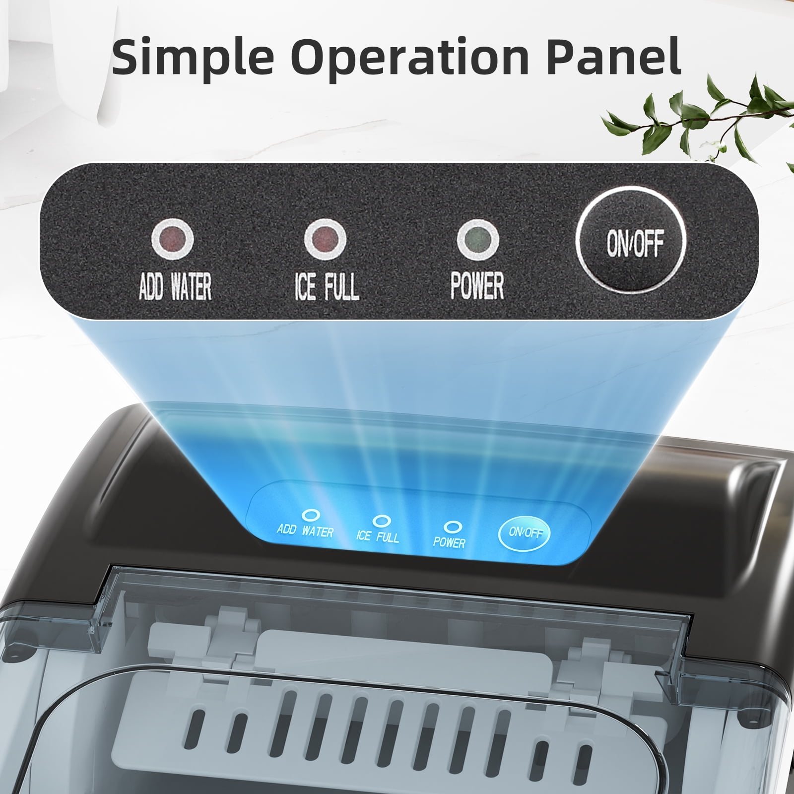 FREE VILLAGE Ice Makers Countertop,Portable Ice Maker Machine with Self-Cleaning,26.5lbs/24Hrs,6 Mins/9 Pcs Bullet Ice,Ice Scoop and Basket,Handheld Ice Maker for Kitchen/Home/Office/Party