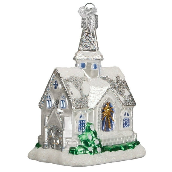 Old World Christmas Religious Sparkling Cathedral Glass Ornament 20076