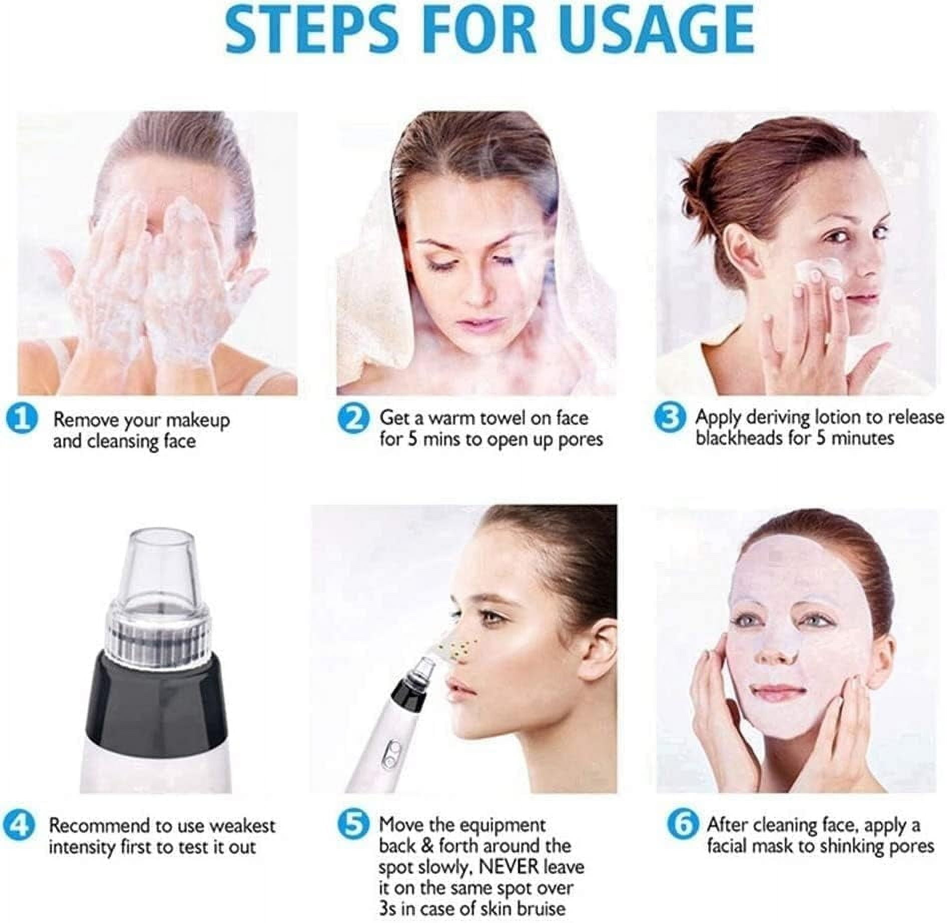 Deep Cleaning Pore Suctioning System Blackhead Remover Vacuum | Blemish & Blackhead Removal Tool | Pampering Home Facial Treatment