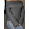 thumbnail image 5 of Women's Off Shoulder Fold Over Knit Sweater, Long Sleeve Slim Fit Pullover, Elegant Solid Knit Top for Fall & Winter Outfits, 5 of 6