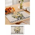 thumbnail image 6 of Romantic Floral Placemats Set of 6, Washable Woven Burlap Cloth Fabric Placemat for Square/Rectangle/Round/Oval Dining Table, Easy Clean Place Mats for Toddlers, Kids Vintage Botanical Plant Check, 6 of 6