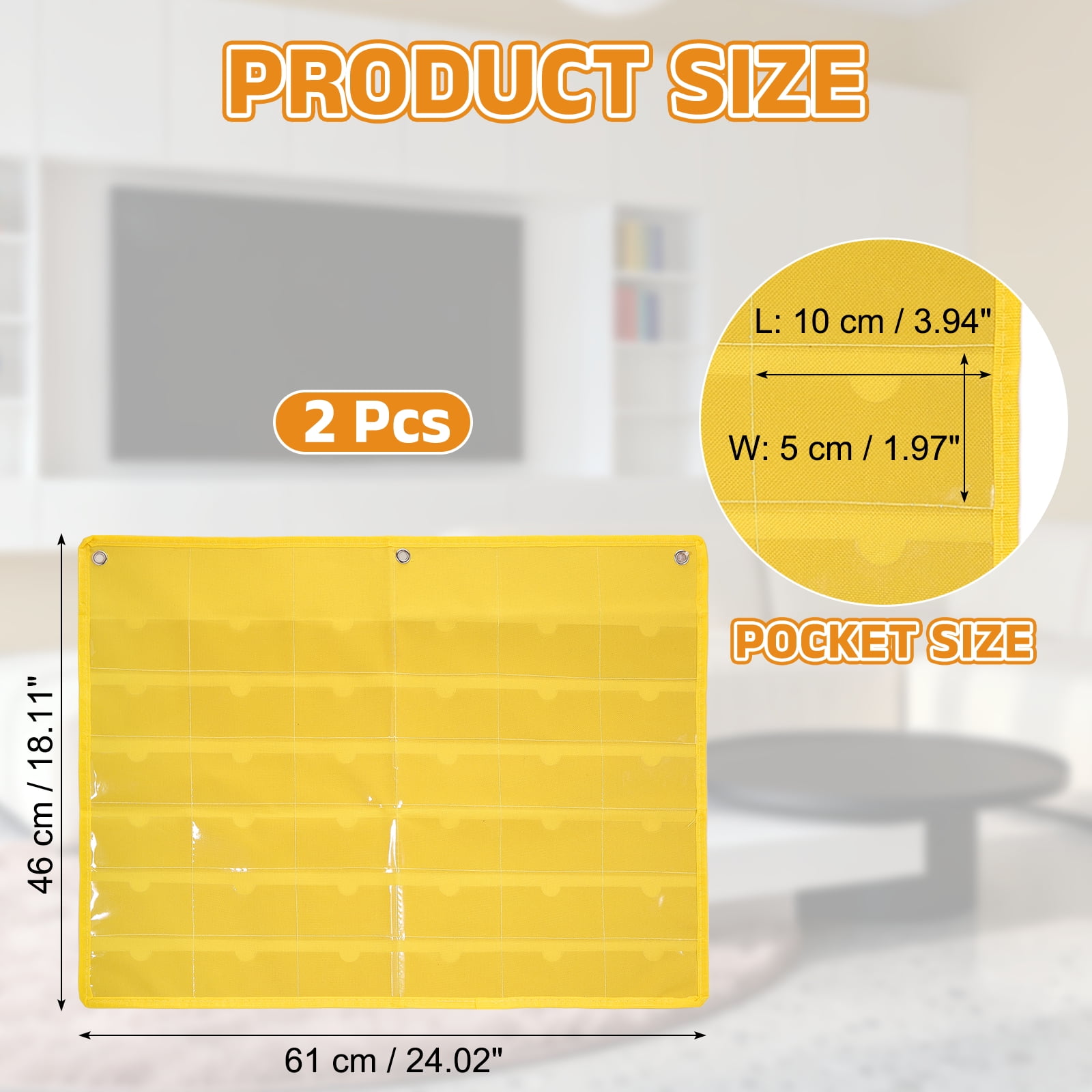 Uxcell 2 Pcs 2" x 4" Index Card Holder Sleeve, 36 Card Slots Organizer Sleeve for Office Home Organization, Yellow
