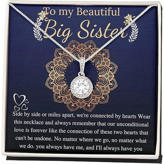 Eternal hope Necklace for Sister on Mothers Day, Christmas Gift Necklace for Sister from Brother, Soul Sister jewelry gift with personalized Message Card, Bonus sister Gift