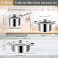 thumbnail image 3 of SHEUMNT Stainless Steel pots and Pans Set, 6 PCS Nonstick Induction Kitchen Cookware Set, Works with Induction/Electric and Gas Cooktops, Nonstick, Oven Safe, Camping Cookware, 3 of 7