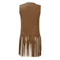 thumbnail image 5 of Baberdicy Women's Mid-Length Tassel Vest, Sleeveless Open Front Cardigan Tank Jacket , Solid Fringe Vest, Sleeveless Duster Cardigan, Boho Layer Coffee M, 5 of 5