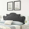 thumbnail image 2 of Headboard, Full Queen Size, Charcoal Grey Gray, Velvet, Modern Contemporary Mid-Century French Country, Mid Century Bedroom Master Guest Suite Room, 2 of 9