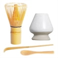 thumbnail image 1 of Juego de Matcha de 4 Piezas: Batidor de Bambú Hecho A Mano (Chasen) y Cuchara para Té Tradicional, Cuchara Matcha y Soporte para Batidor de Cerámica, 1 of 5