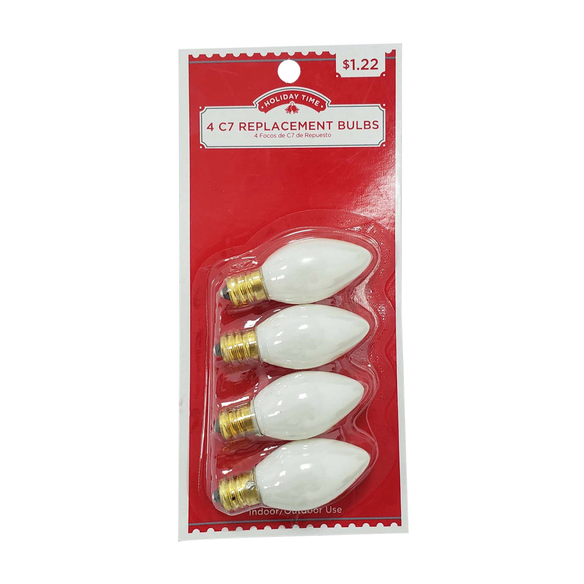 Holiday Time 4 C7 Replacement Ceramic White Bulbs 4 Pack 5W 64-352 