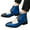 Blue, variant on Men's Vintage Color Blocking Leather Ankle Boots Fashion Pointed Toe Flat Lace Up Casual Booties