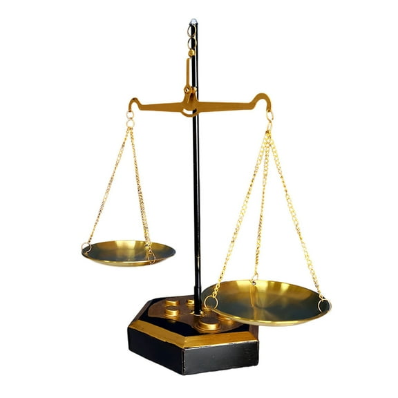 AOOOWER Classical Justice Scale Decorative Ornament Metal Weight Balancing Scale Sculpture for Lawyer Office Tabletop Display