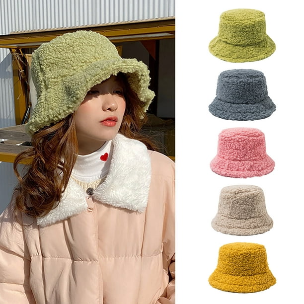 Hats for Women Ladies Winter Cashmere Bucket Hat Cute Warm Caps Hunting Fishing  Hat 