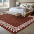 thumbnail image 5 of Coffee Brown Retro Greek Key Large Area Rugs for Bedroom Living Room, Soft Non Slip Carpet Bedside Rug, Geometric Greece Ancient Farmhouse Rectangular Floor Cover Kitchen Accent Rug 6'x9' for Office, 5 of 9