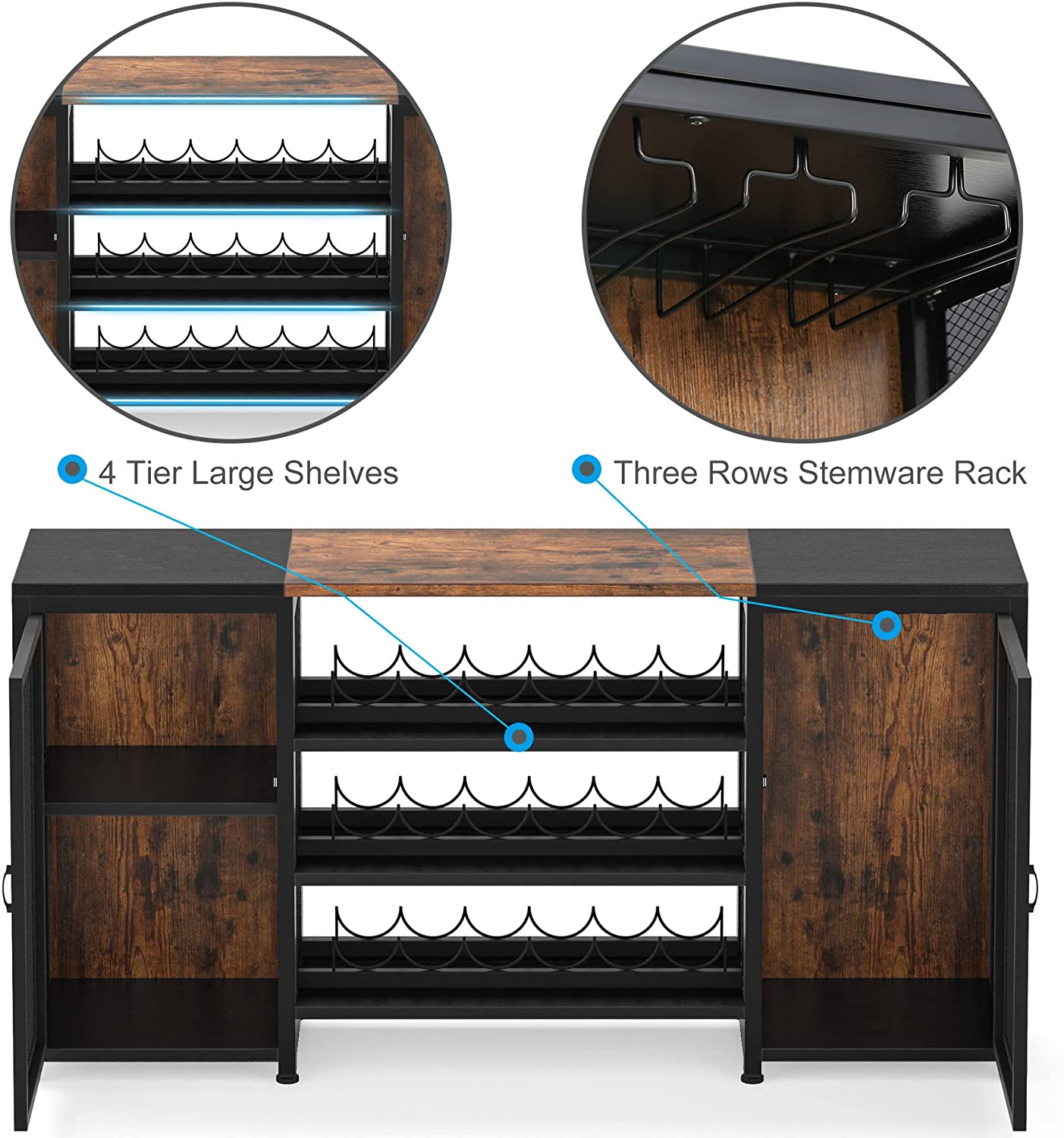 Buy Tribesigns Industrial Bar for Liquor and Glasses, Rustic