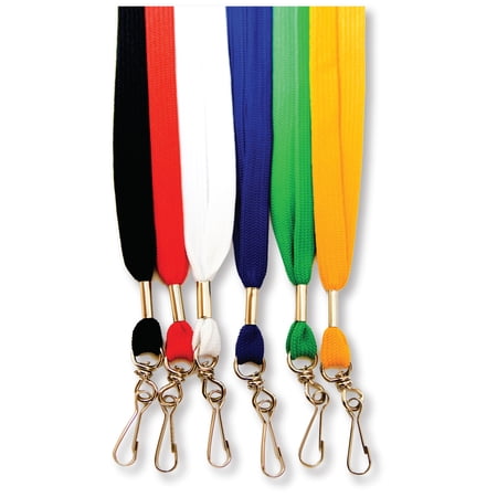 100pcs Flat ID Neck Lanyards for Badges with Swivel J-Hook, Assorted Mix 6 color by OnDepot
