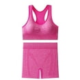 thumbnail image 2 of BLTIBY Shapewear Workout Sets for Women Two Piece Outfits Seamless Tummy Control High Waisted Biker Shorts Sports Bra Yoga Gym Activewear Hot Pink Free Size, 2 of 8