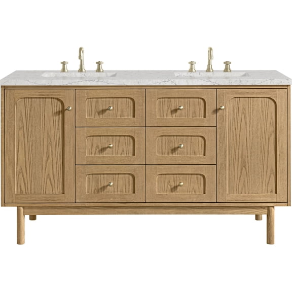 James Martin Vanities 545-V60D-LNO-FEJP Laurent 60" Double Basin Poplar Wood Vanity Set -