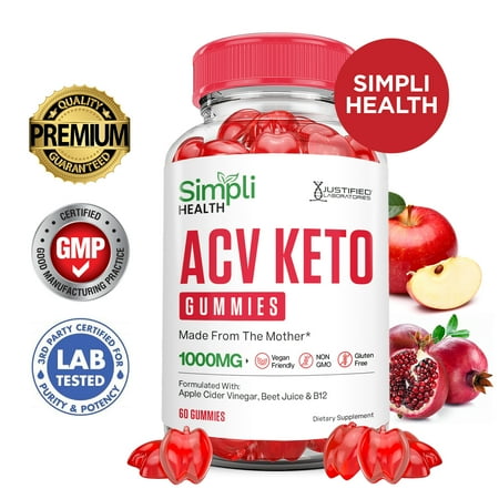 Simpli Health Keto ACV Gummies 1000MG Dietary Supplement 60 Gummys