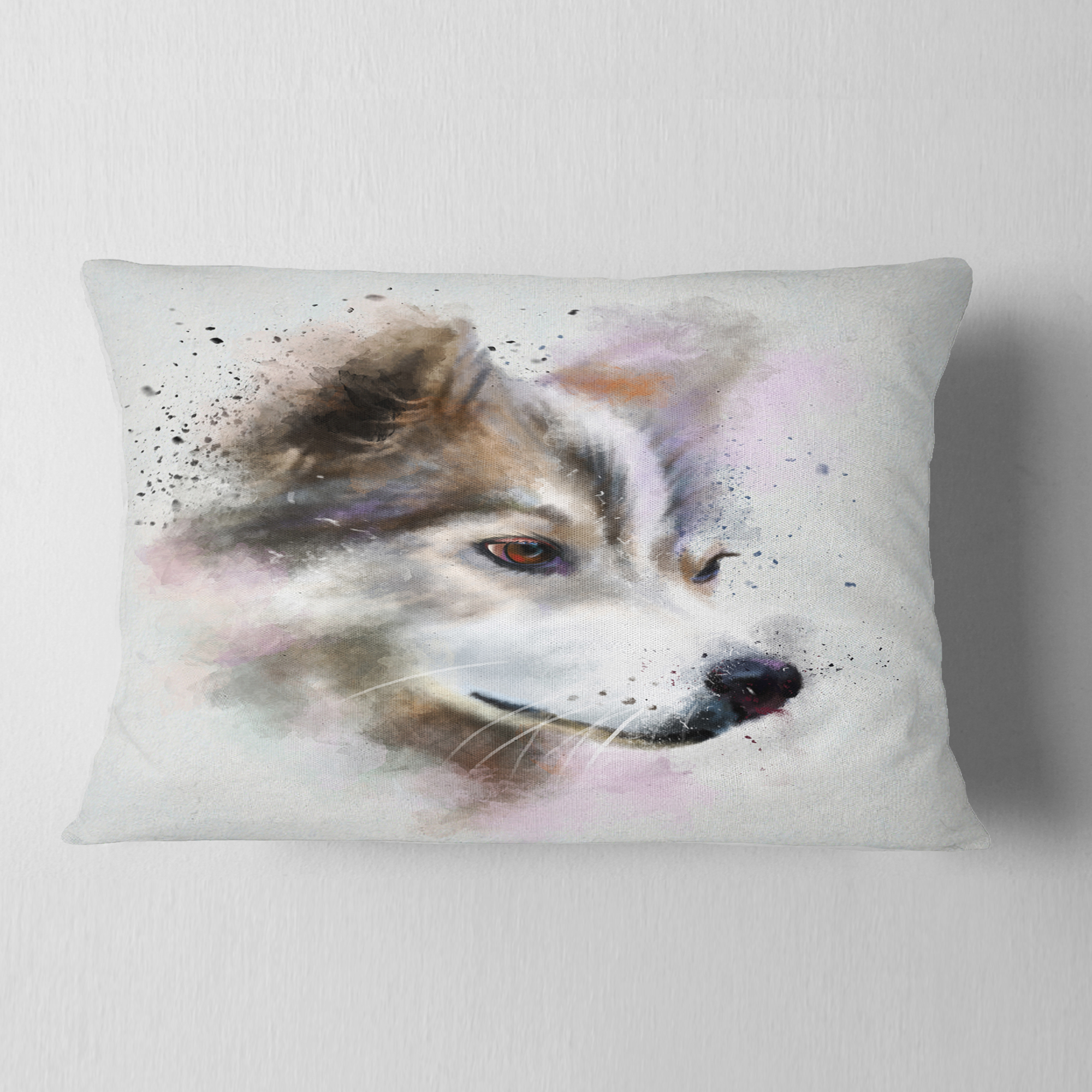 Designart Cute Brown Dog Watercolor - Animal Throw Pillow - 12x20