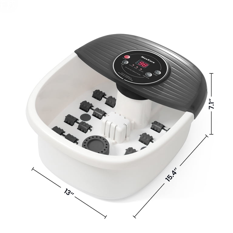 Maxkare Foot Soak Spa Bath Massager with Heat, Bubbles, and Vibration, Digital Temperature Control, 16 Detachable Massage Rollers, Soothe and Comfort